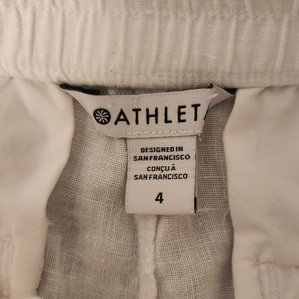Athleta White Linen Pull-On Shorts Size 4 - Picture 9 of 10